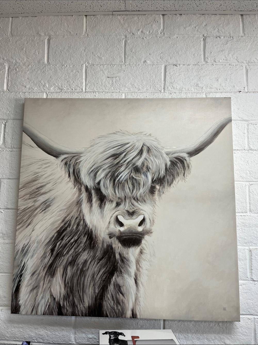 Neutral Highland Cow Wall Art Canvas - Unbranded